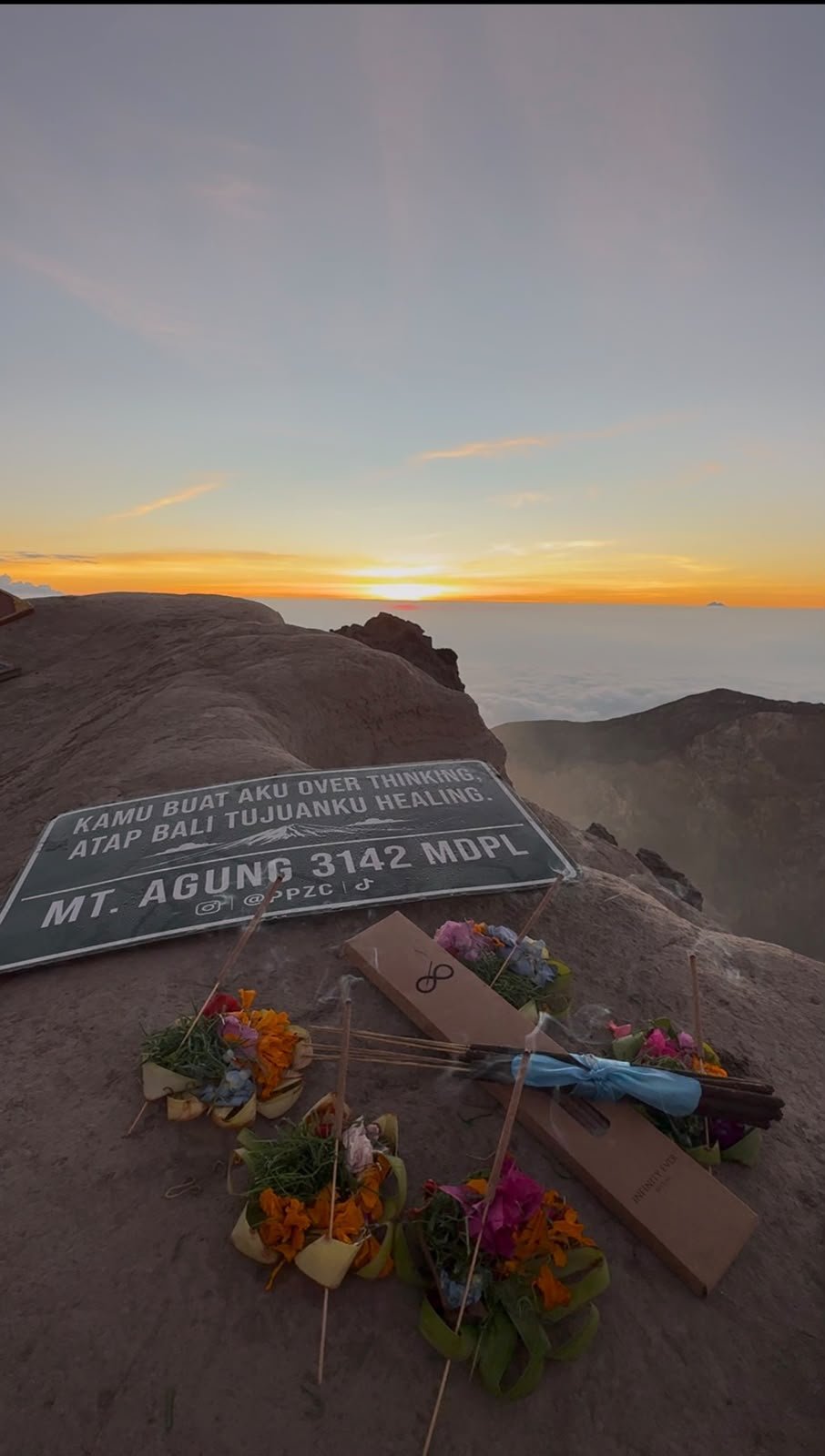 Infinity Ever incense at Mount Agung summit, Bali